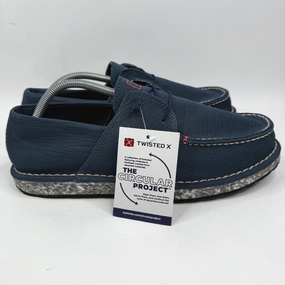 NEW Twisted X Mens 10.5 Circular Project Navy Blue Moc Toe Shoes MRC0003